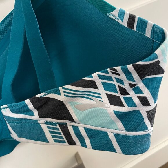 Brooks FINEFORM Sports Bra Style 350078 Teal Green Blue White Black Sz 36 C/D - Picture 5 of 12